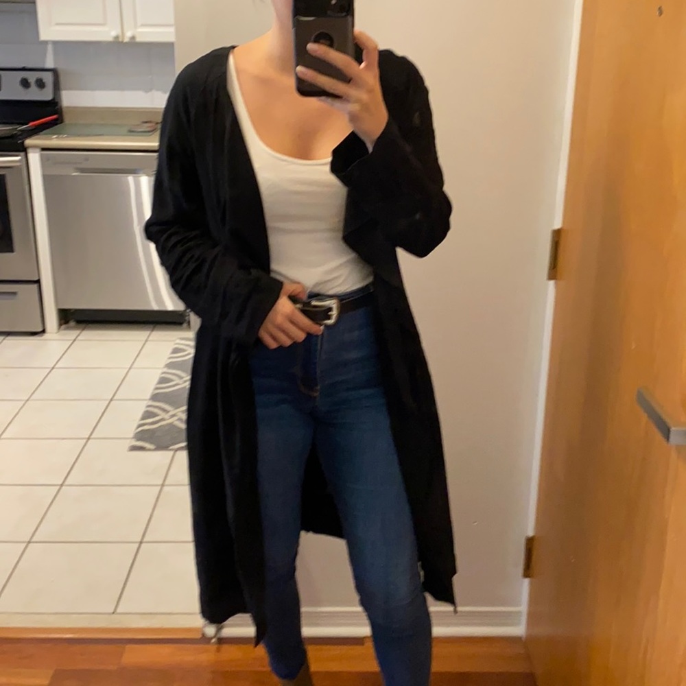 Guess black drape trench coat, size US S